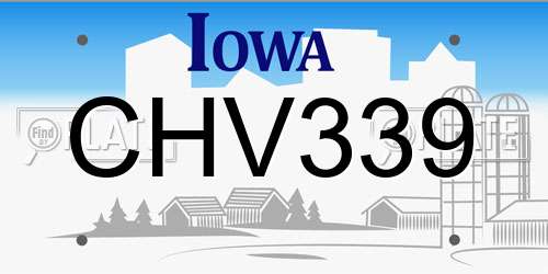 CHV339 Iowa License Plate