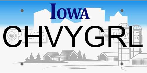 CHVYGRL Iowa License Plate