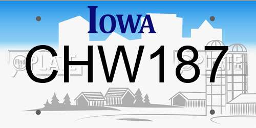 CHW187 Iowa License Plate