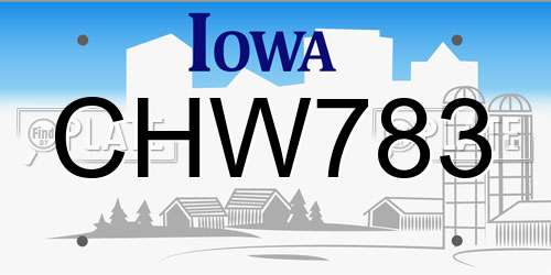 CHW783 Iowa License Plate