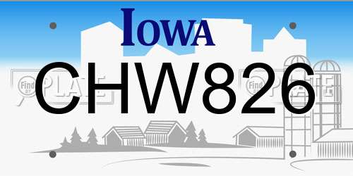 CHW826 Iowa License Plate