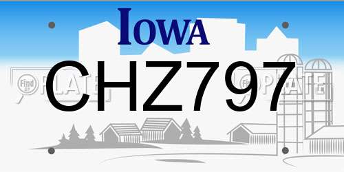 CHZ797 Iowa License Plate