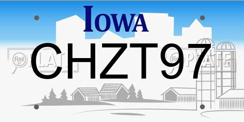 CHZT97 Iowa License Plate