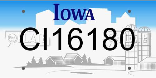 CI16180 Iowa License Plate