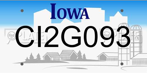 CI2G093 Iowa License Plate