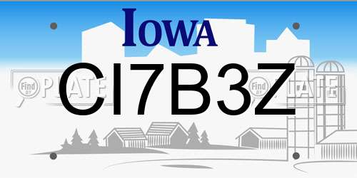 CI7B3Z Iowa License Plate