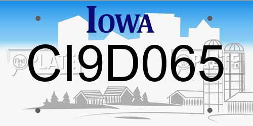 CI9D065 Iowa License Plate