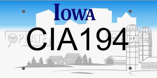 CIA194 Iowa License Plate