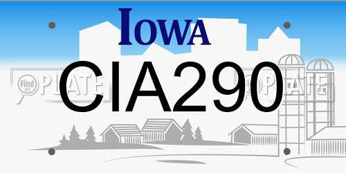 CIA290 Iowa License Plate