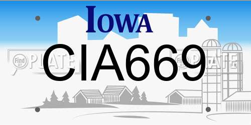 CIA669 Iowa License Plate