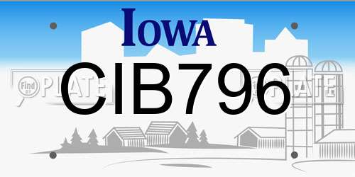 CIB796 Iowa License Plate
