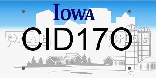 CID17O Iowa License Plate