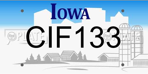 CIF133 Iowa License Plate