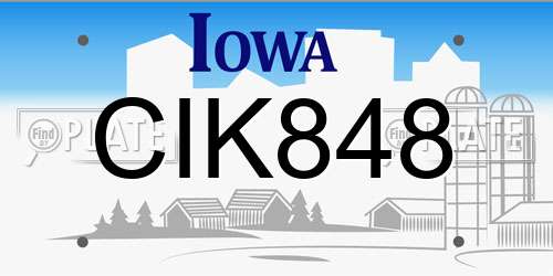 CIK848 Iowa License Plate