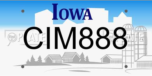 CIM888 Iowa License Plate