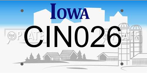 CIN026 Iowa License Plate