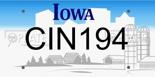 CIN194 Iowa License Plate