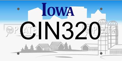 CIN320 Iowa License Plate