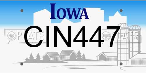 CIN447 Iowa License Plate