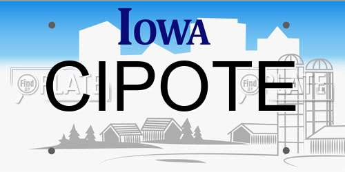 CIPOTE Iowa License Plate