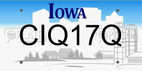 CIQ17Q Iowa License Plate