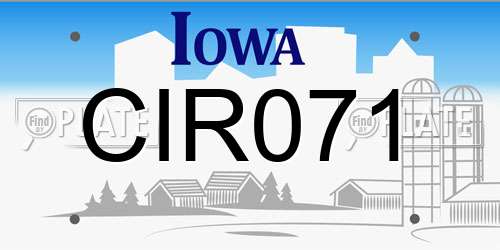 CIR071 Iowa License Plate