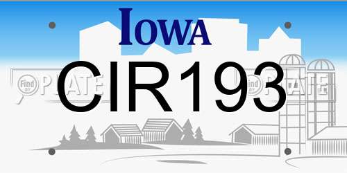 CIR193 Iowa License Plate