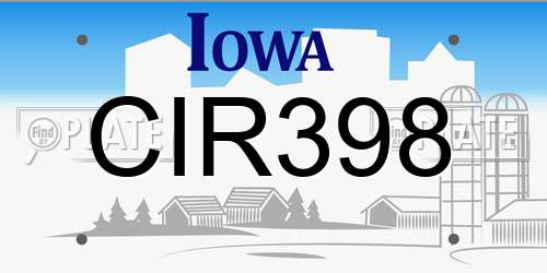 CIR398 Iowa License Plate