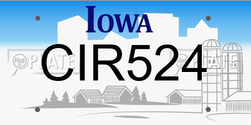CIR524 Iowa License Plate