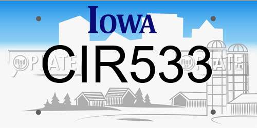 CIR533 Iowa License Plate