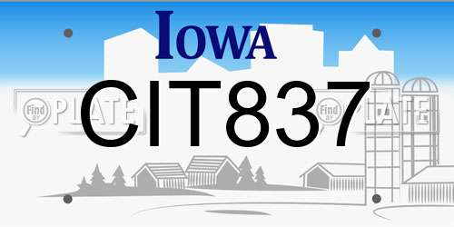 CIT837 Iowa License Plate