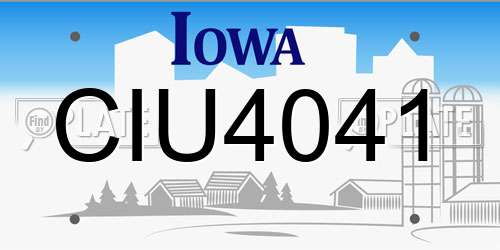 CIU4041 Iowa License Plate