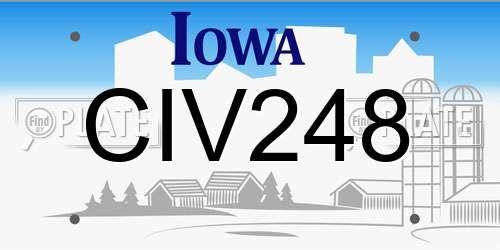 CIV248 Iowa License Plate