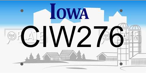 CIW276 Iowa License Plate