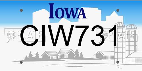CIW731 Iowa License Plate
