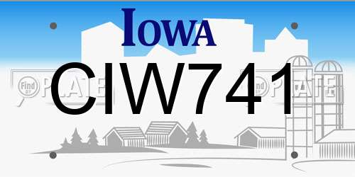 CIW741 Iowa License Plate