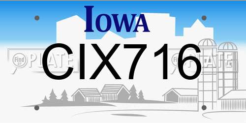 CIX716 Iowa License Plate