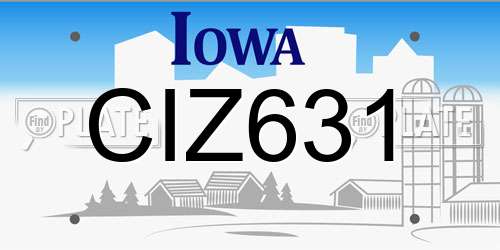 CIZ631 Iowa License Plate