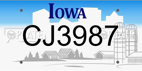 CJ3987 Iowa License Plate