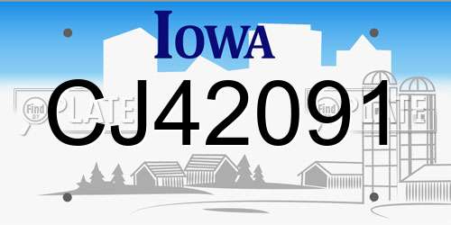 CJ42091 Iowa License Plate