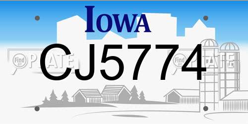 CJ5774 Iowa License Plate