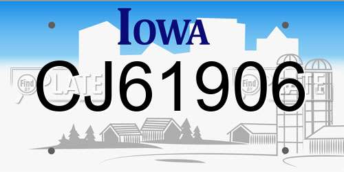 CJ61906 Iowa License Plate