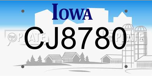 CJ8780 Iowa License Plate
