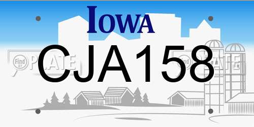 CJA158 Iowa License Plate