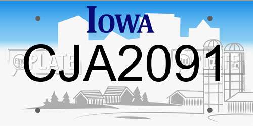 CJA2091 Iowa License Plate