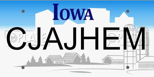 CJAJHEM Iowa License Plate