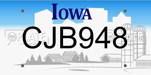 CJB948 Iowa License Plate
