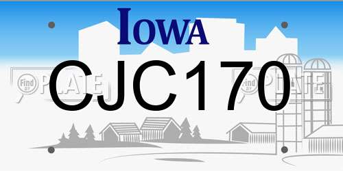 CJC170 Iowa License Plate