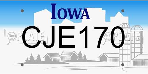 CJE170 Iowa License Plate