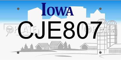 CJE807 Iowa License Plate